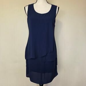 NWT BCBGMAXAZRIA Haley 02 Chiffon Dress Tiered Sleeveless Layers Blue188